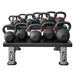 TAG Fitness KETL Powder Coated Kettlebell with 2 tier rack front view
