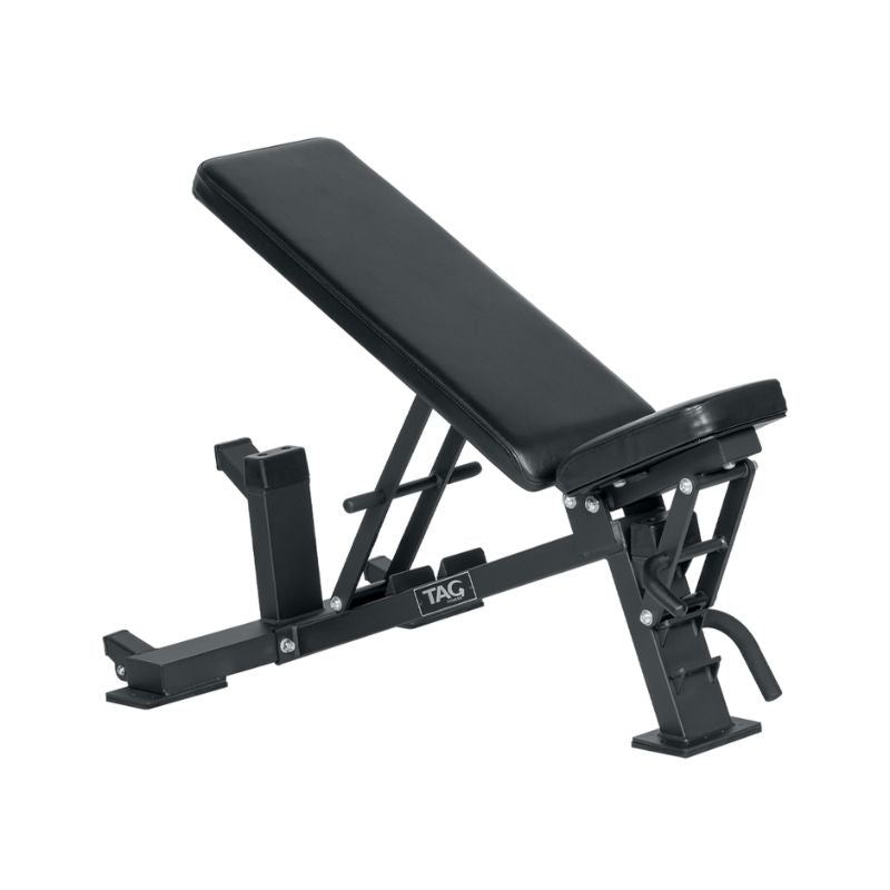 TAG Fitness Power Multi Angle Bench Angled View on a white background