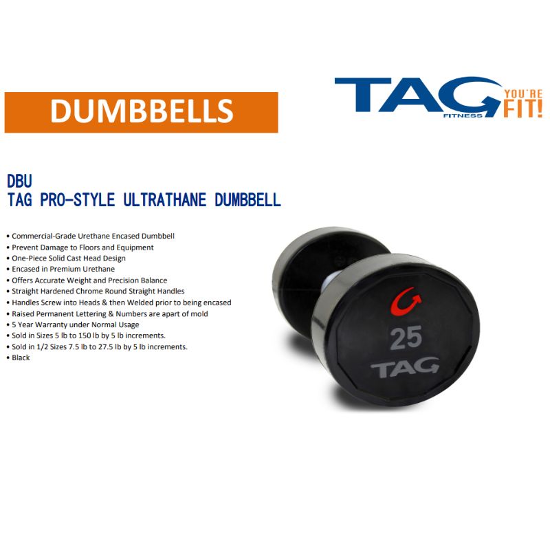 TAG Fitness Premium Ultrathane Dumbbell (Pairs) Features and Details