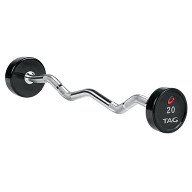 TAG Fitness Premium Ultrathane Fixed Barbell with EZ Curl handle  20  lb