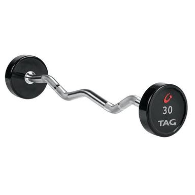 TAG Fitness Premium Ultrathane Fixed Barbell with EZ Curl handle 30 lb