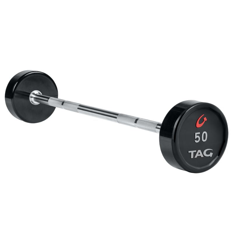 TAG Fitness Premium Ultrathane Fixed Barbell with Straight Handle - BBEL-STRT 50 lb