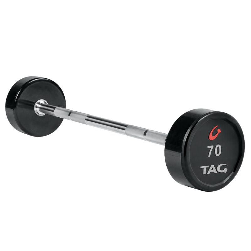 TAG Fitness Premium Ultrathane Fixed Barbell with Straight Handle - BBEL-STRT 70 lb