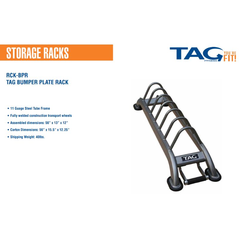 TAG Fitness  RCK-BPR-B Bumper Plate Rack Specifications