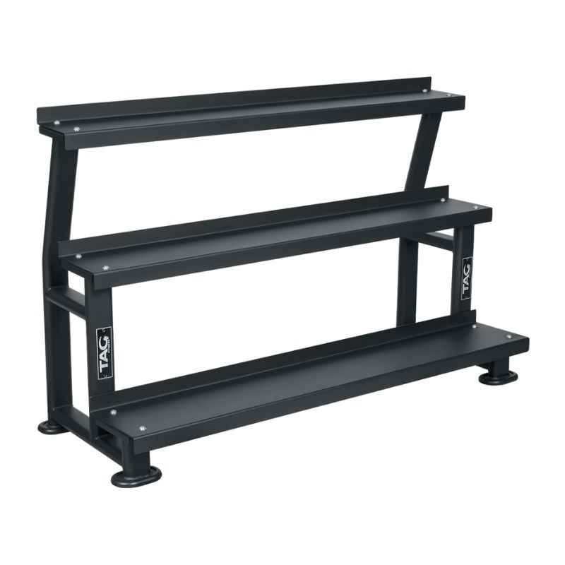 TAG Fitness Rubber Coated Kettlebell Set with Empty 3 Tier Rack