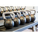 TAG Fitness Rubber Encased Kettlebell with Chemical Chrome Handle 5 lbs to 50 lbs Set with Rack