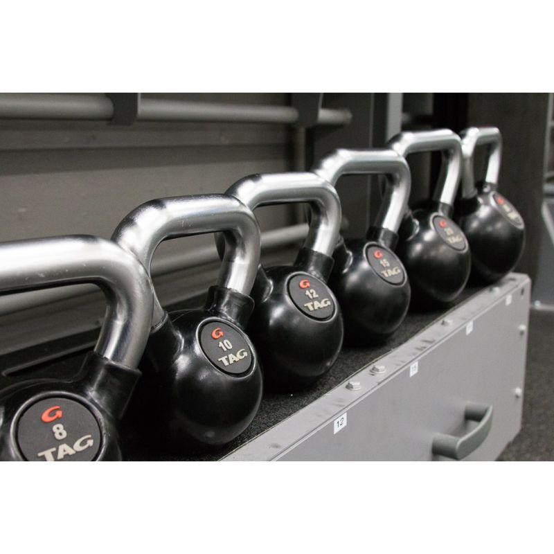 TAG Fitness Rubber Encased Kettlebell with Chemical Chrome Handle 8 lbs, 10 lbs, 12 lbs, 15 lbs, 20 lbs, 30 lbs