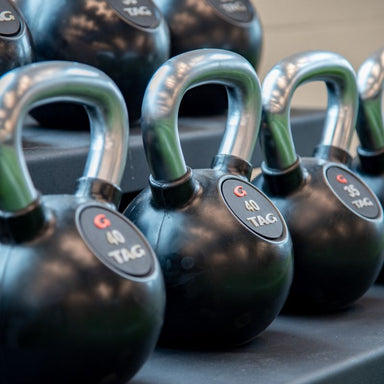 TAG Fitness Rubber Encased Kettlebell with Chemical Chrome Handle a Pair of 40 lbs and single 35 lbs