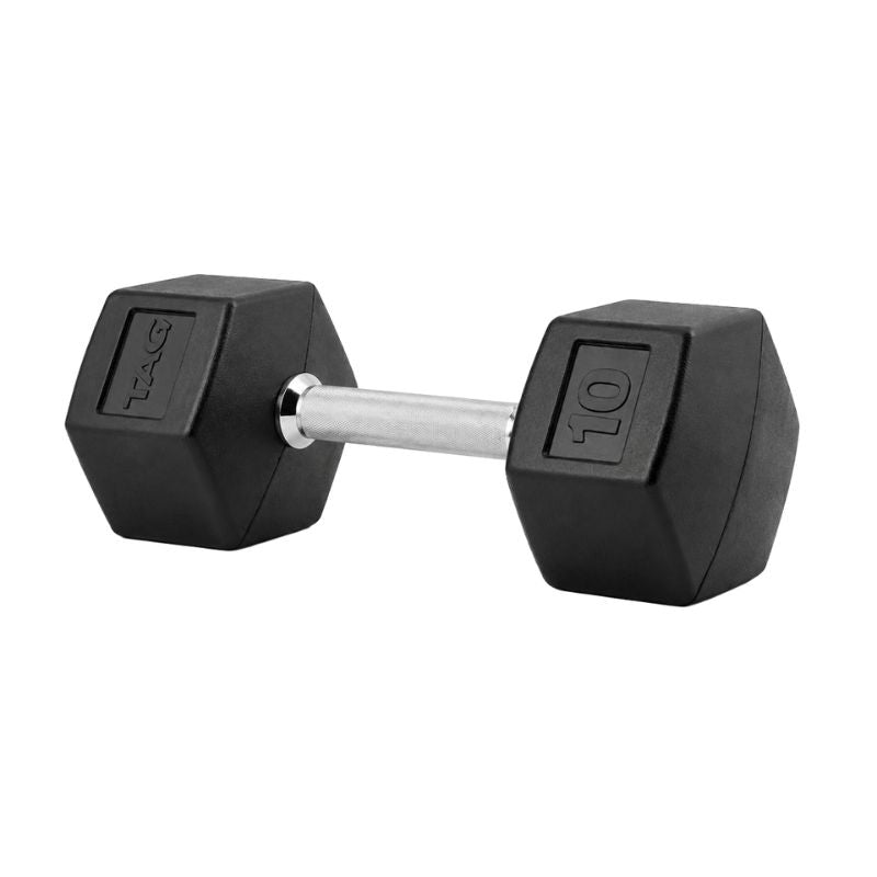 TAG Fitness Rubber Hex Dumbbell 10 lb