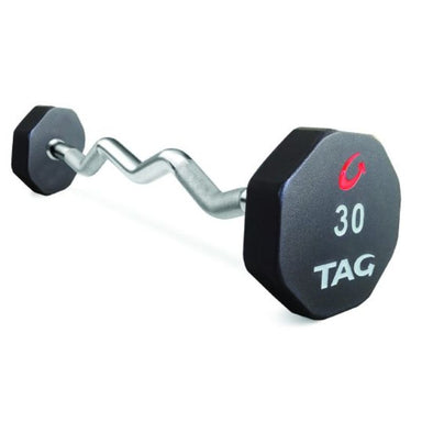 TAG Fitness U8BBEL-EZ  8-Sided Premium Ultrathane Fixed Barbell with EZ Curl handle