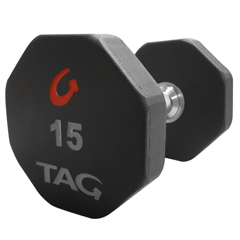 TAG Fitness U8DB 8 Sided Premium Ultrathane Dumbbell 15 lb Dumbbell