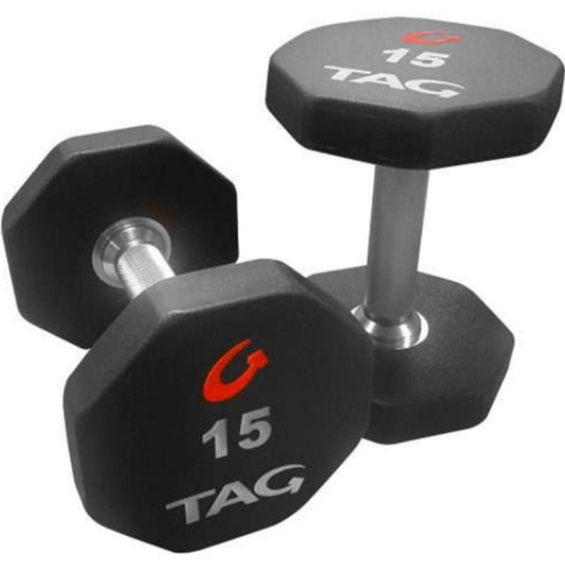 TAG Fitness U8DB 8 Sided Premium Ultrathane Dumbbell 15 lb Dumbbells