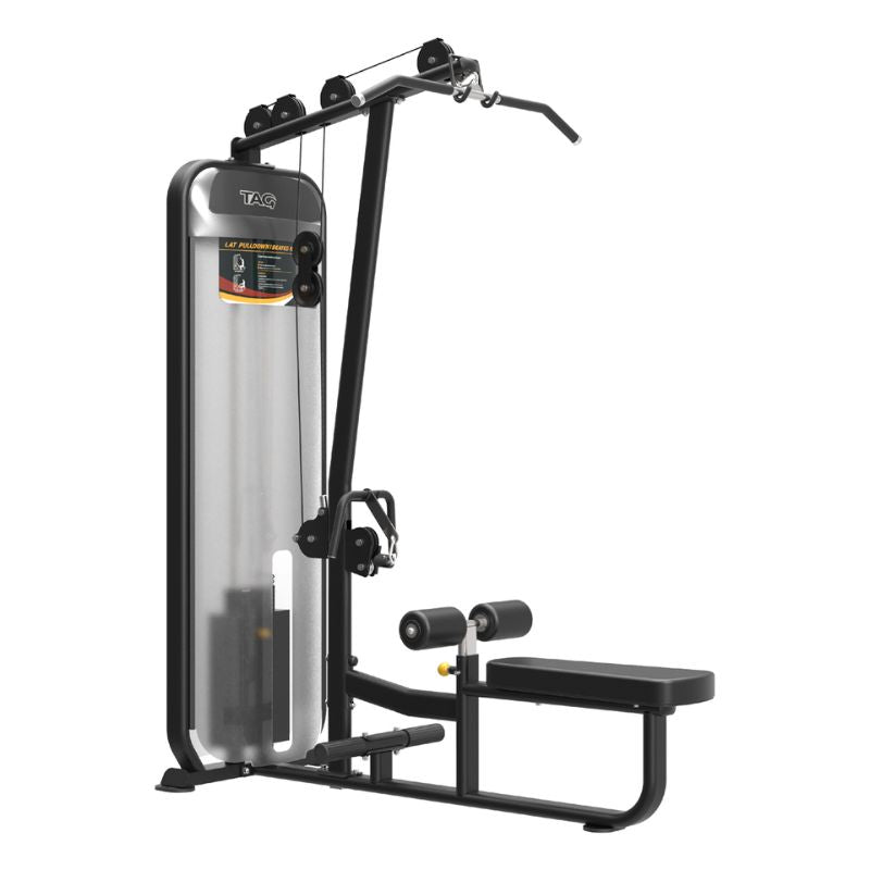 TAG Performance Line Lat Pull Down  Seated Row Machine on a white background