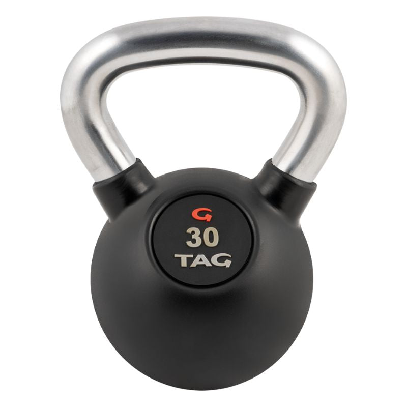 TAG Rubber Encased Kettlebell with Chrome Handle 30 lb