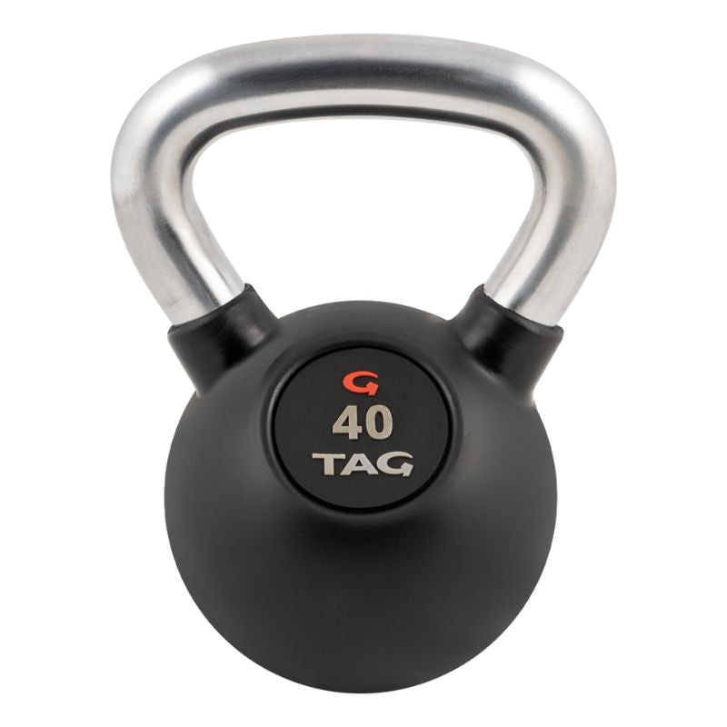 TAG Rubber Encased Kettlebell with Chrome Handle 40 lb