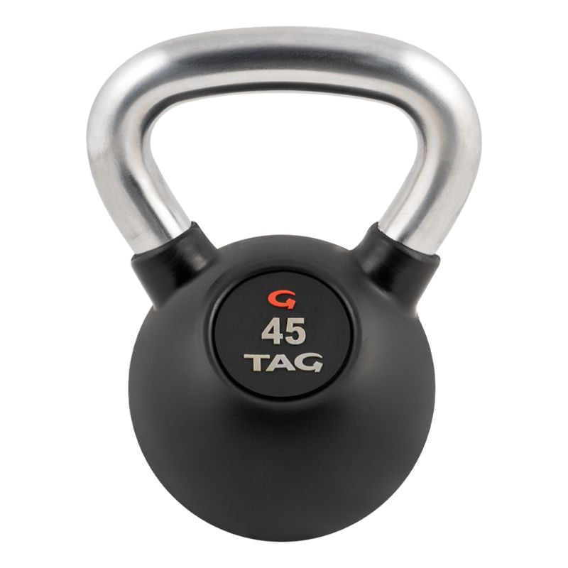 TAG Rubber Encased Kettlebell with Chrome Handle 45 lb