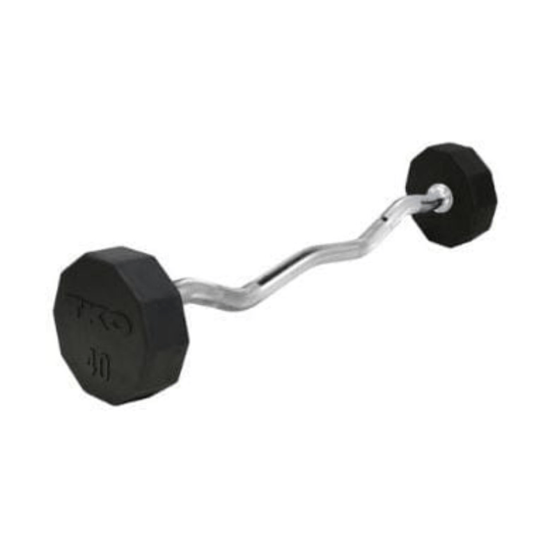 TKO 20110lb Rubber Curl Barbells w/ 10 Set Barbell Rack S846807TR1
