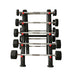 TKO 20-110lb rubber Straight barbells w_ 10 set rack with Red knob