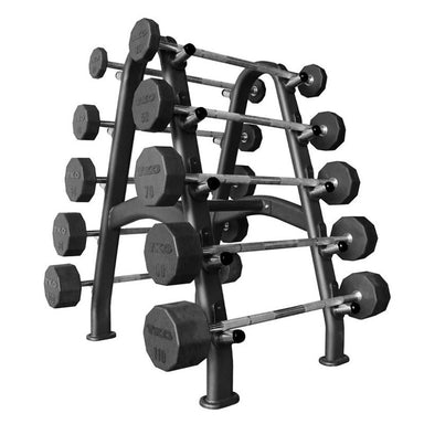 TKO 20-110lb rubber Straight barbells w_ 10 set rack with black knob
