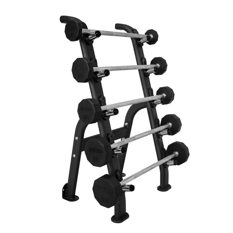 TKO 20-60lb rubber Straight barbells w_ 5 set rack
