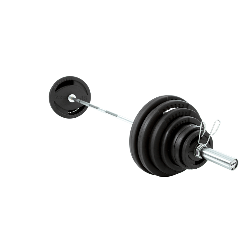 TKO 300Lb Olympic Rubber Plate set w/ Retail Bar & Collars | 803OR-300