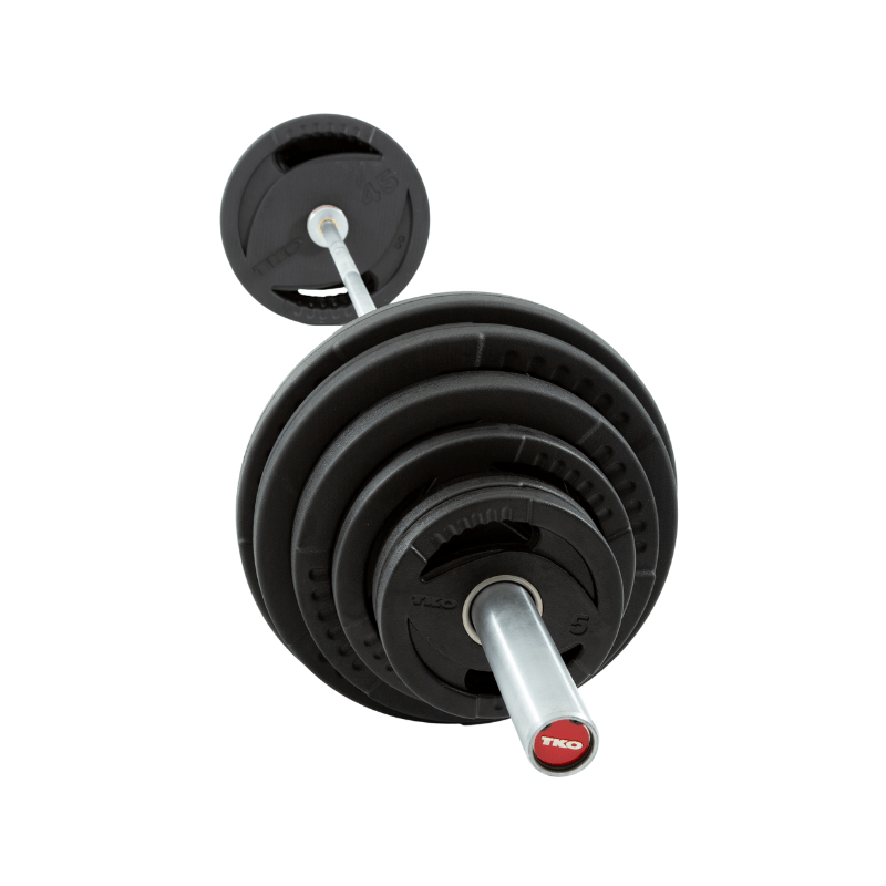TKO 300lb Olympic Rubber Plate set w/ Bar & Collars | 803OR-300MB