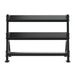 TKO Straight Handle Rubber Hex Dumbbell Set 3 Tier Universal Rack Front View