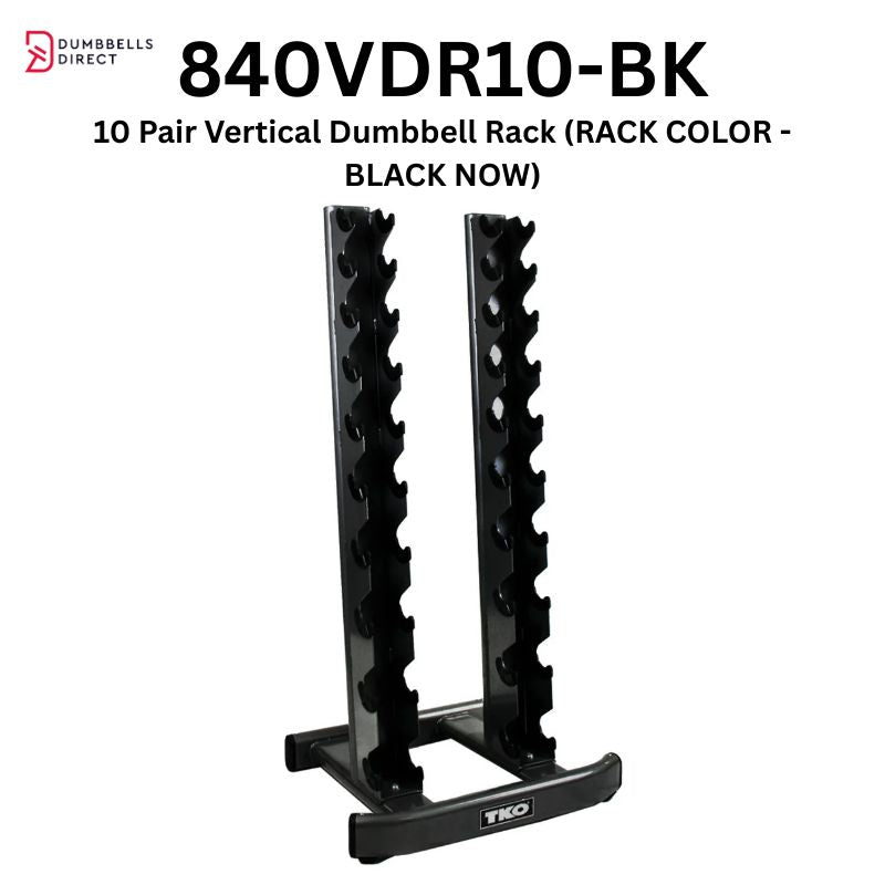 TKO Strength 10 Pair Vertical Dumbbell Rack - 840VDR10-BK Empty Rack