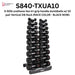 TKO Strength 10 Pair Vertical Dumbbell Rack - 840VDR10-BK with 5-50lb Urethane Hex Tri-Grip Handle Dumbbells