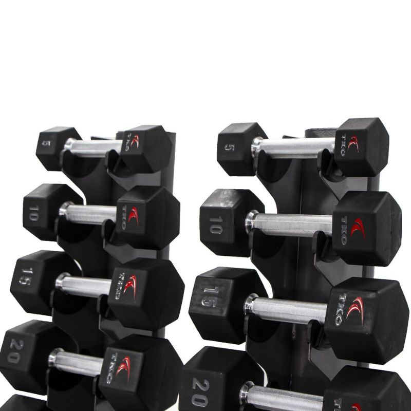 TKO Strength 10 Pair Vertical Dumbbell Rack - 840VDR10-BK with Urethane Dumbbells Gallery