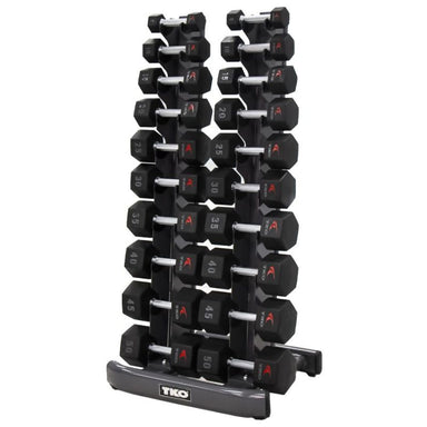 TKO Strength 10 Pair Vertical Dumbbell Rack - 840VDR10-BK with Urethane Dumbbells