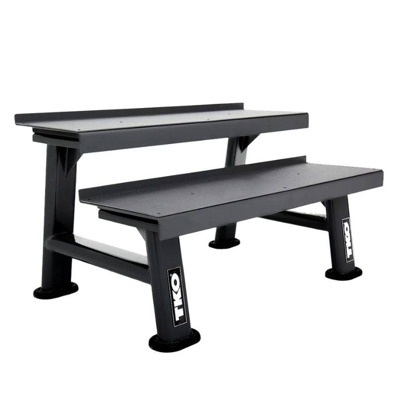 TKO Strength 2-Tier Kettlebell Rack - 859KR-BK Left Side Angled View