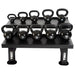 TKO Strength 2-Tier Kettlebell Rack - 859KR-BK with Black Kettlebells