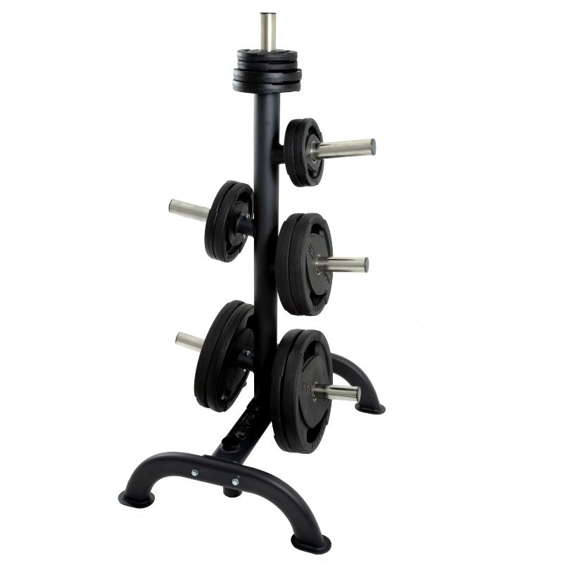 TKO Strength 255lb Rubber Olympic Plate Set with Plate Tree - S6210-OR255 Main Display