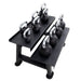 TKO Strength 5–50 lb Rubber Kettlebell Set with 2-Tier Rack - S859-KBR5-50 Angled View