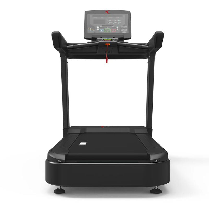 TKO Strength Cardio Commercial Treadmill HIIT - 9T-HIIT Front View with Close up details of the Console