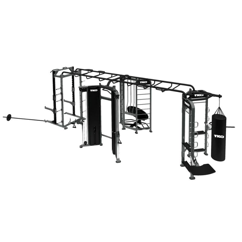 TKO Strength Functional Trainer+Boxing+Rebounder+Power Rack Station - 9901 Black Finish