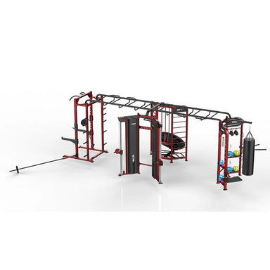 TKO Strength Functional Trainer+Boxing+Rebounder+Power Rack Station - 9901 Red Finish