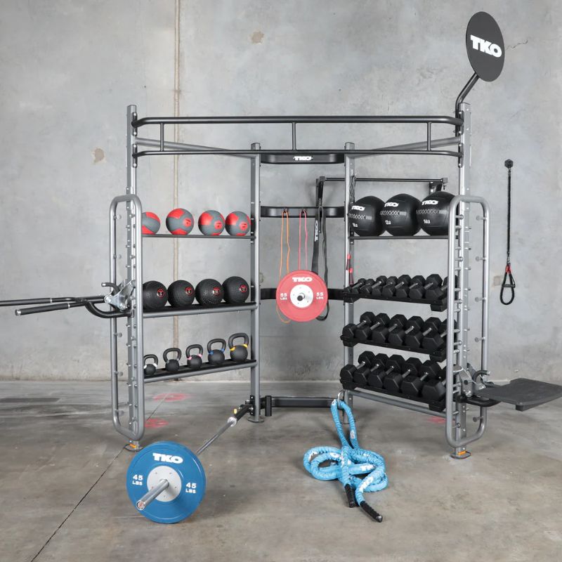 TKO Strength Group Functional Corner Unit - 9906 Graphite Finish with other Accessories inside Gym