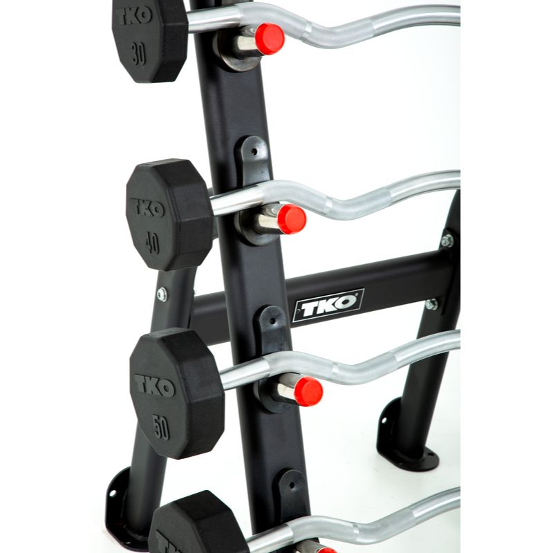 TKO Strength Half Barbell Rack for Rubber Barbells - 845BBR-BK Fixed Curl Barbell Set