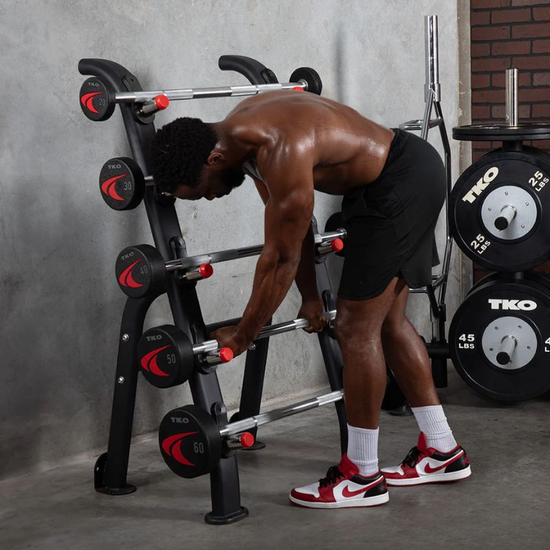 TKO Strength Half Barbell Rack for Rubber Barbells - 845BBR-BK Gallery