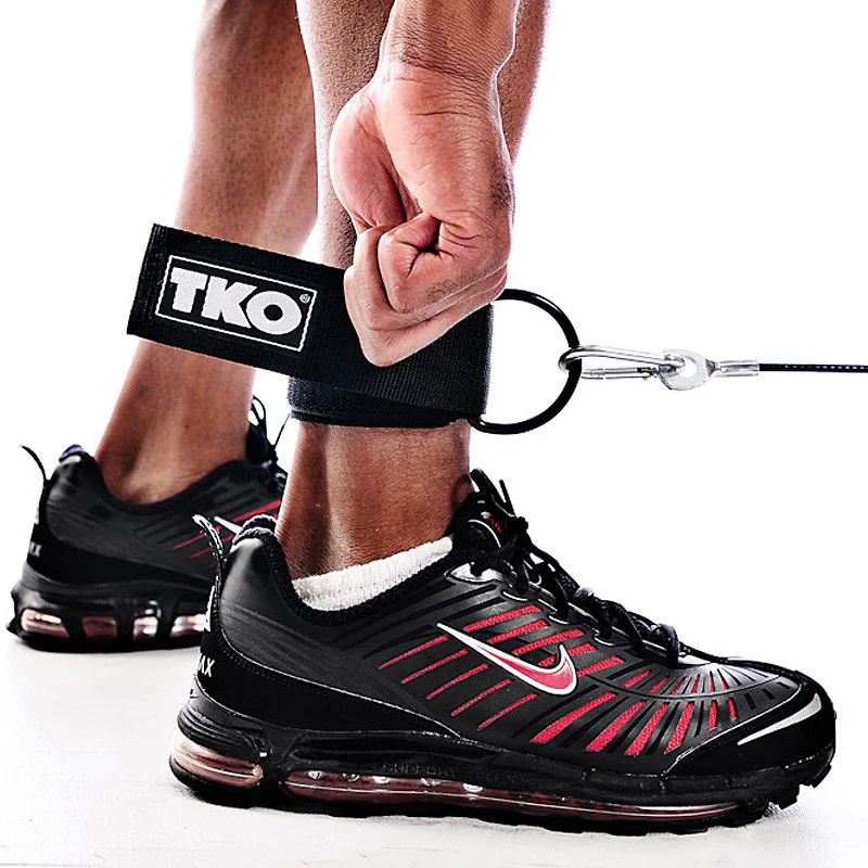 TKO Strength Neoprene Ankle Strap - 106-BK Attached to legs