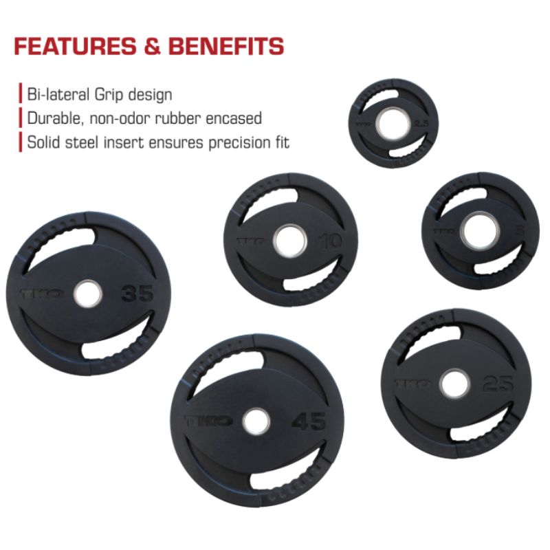 TKO Strength Olympic Rubber Grip Plate Features and Benefits