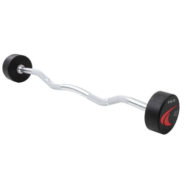 TKO 40lb Signature Urethane Curl Barbell Set with Rack
