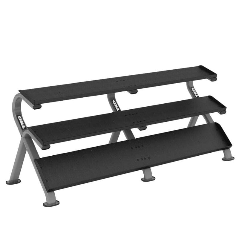 TKO 5-100Lb Urethane Hex Tri-grip Dumbbells w 3 tier 891HDR Rack S891-TXU-E20 Empty