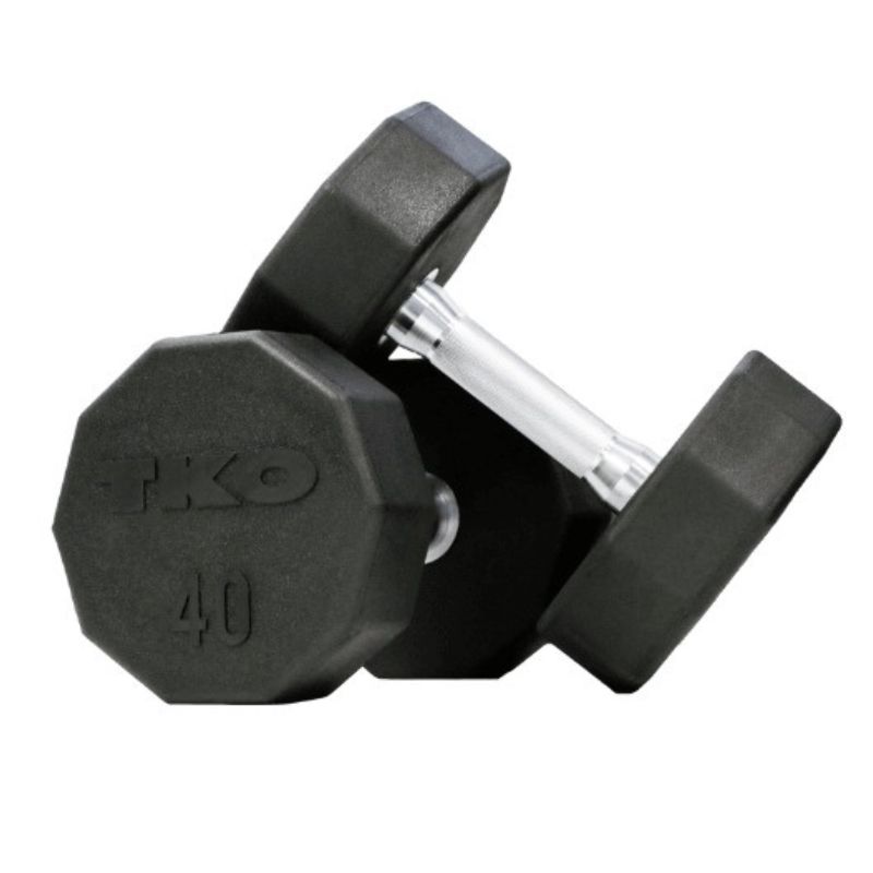 TKO Strength 10-Sided Pro Rubber Dumbbell Set with Shelf Rack