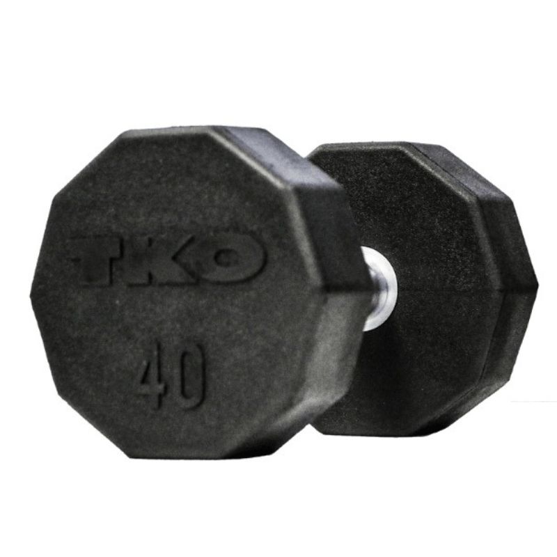 TKO Strength 10-Sided Pro Rubber Dumbbell Set with Shelf Rack