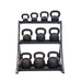 TKO 856KR 3 - Tier Kettle Bell Rack Front View with Kettlebell Set