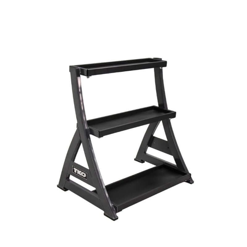 TKO 856KR 3 - Tier Kettle Bell Rack Side View Empty