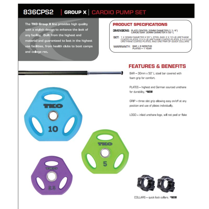 TKO Cardio Pump New CPU Barbell Set | 836CPS2 Product Sell Sheet